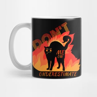 Angry Black Cat with Flames Design Mug